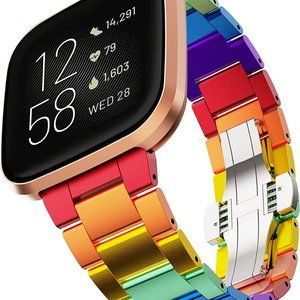 Rainbow colorful Fitbit Versa/ Versa 2 / Versa Lite Metal Replacement Band